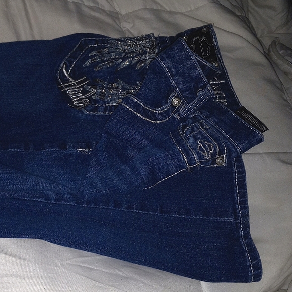 harley-davidson blue jeans size 4 (wings) women's brand new. - Picture 4 of 5